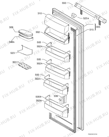 Взрыв-схема холодильника Aeg Electrolux SZ91802-4I - Схема узла Door 003